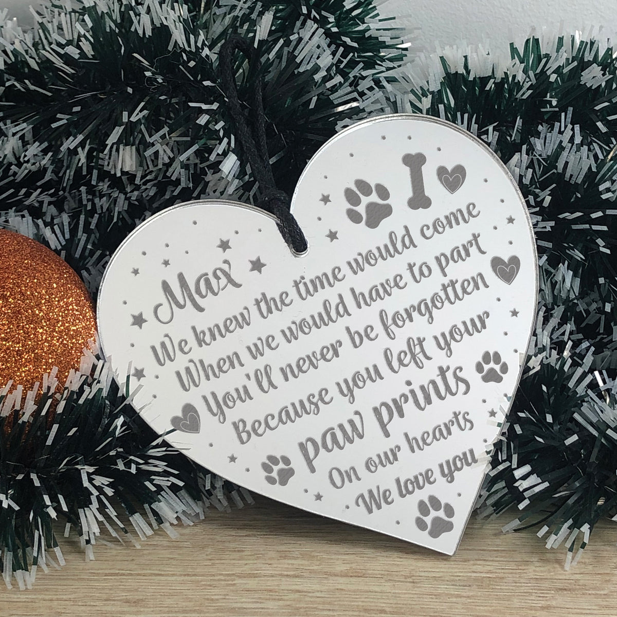 DOG MEMORIAL Acrylic Christmas Tree Decoration Personalised Gift