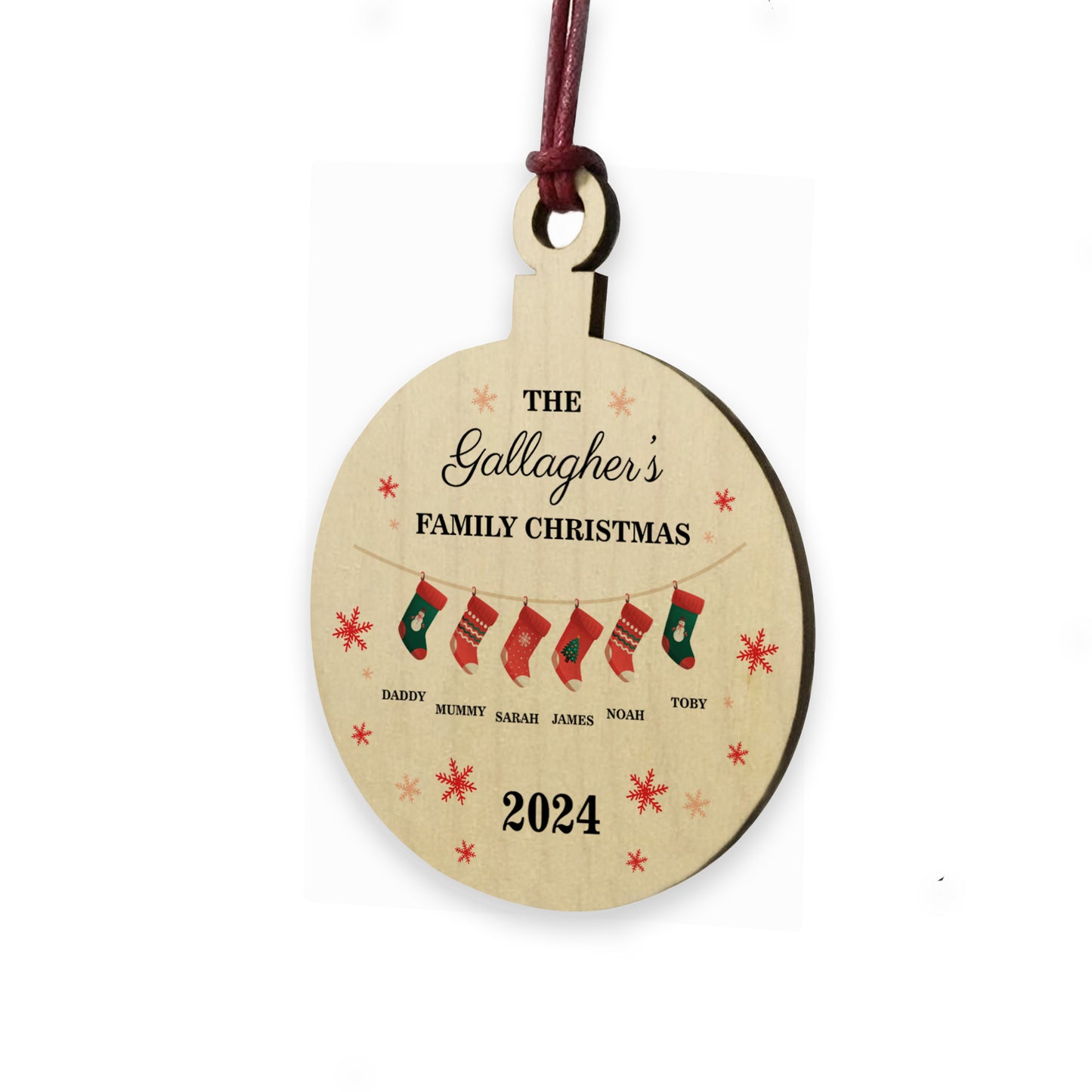 Personalised Christmas Decoration For Family of 6 Ornament