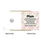 Happy Mothers Day Card, Floral Design, Poem Card For Mum