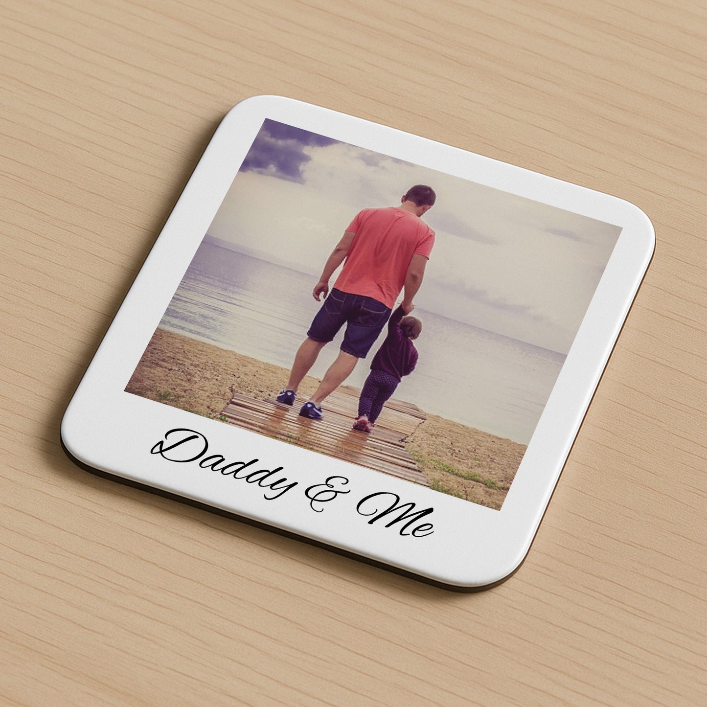Personalised Daddy Gift Daddy And Me Photo Coaster Gift