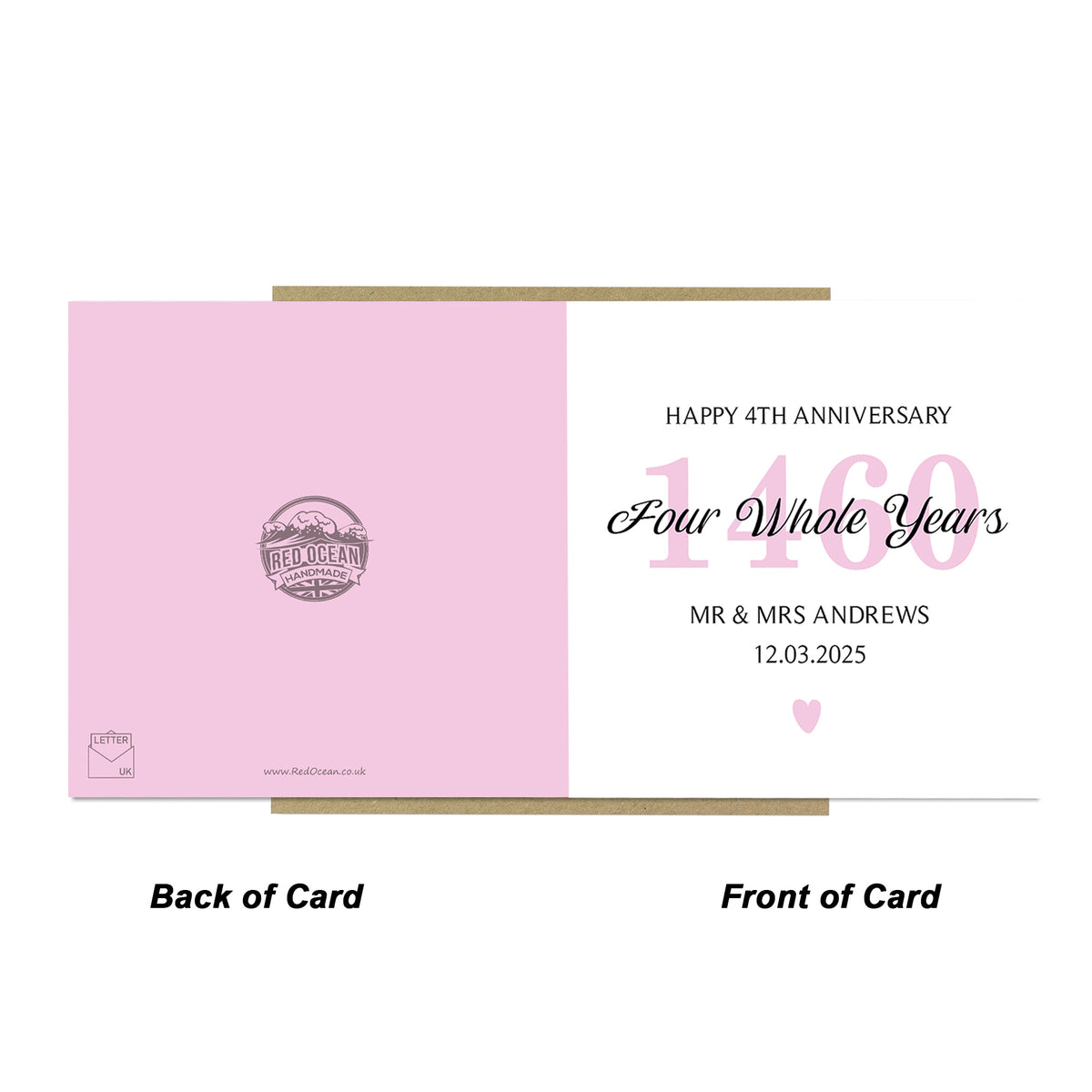 Personalised 4th Wedding Anniversary Card For Husband Wife