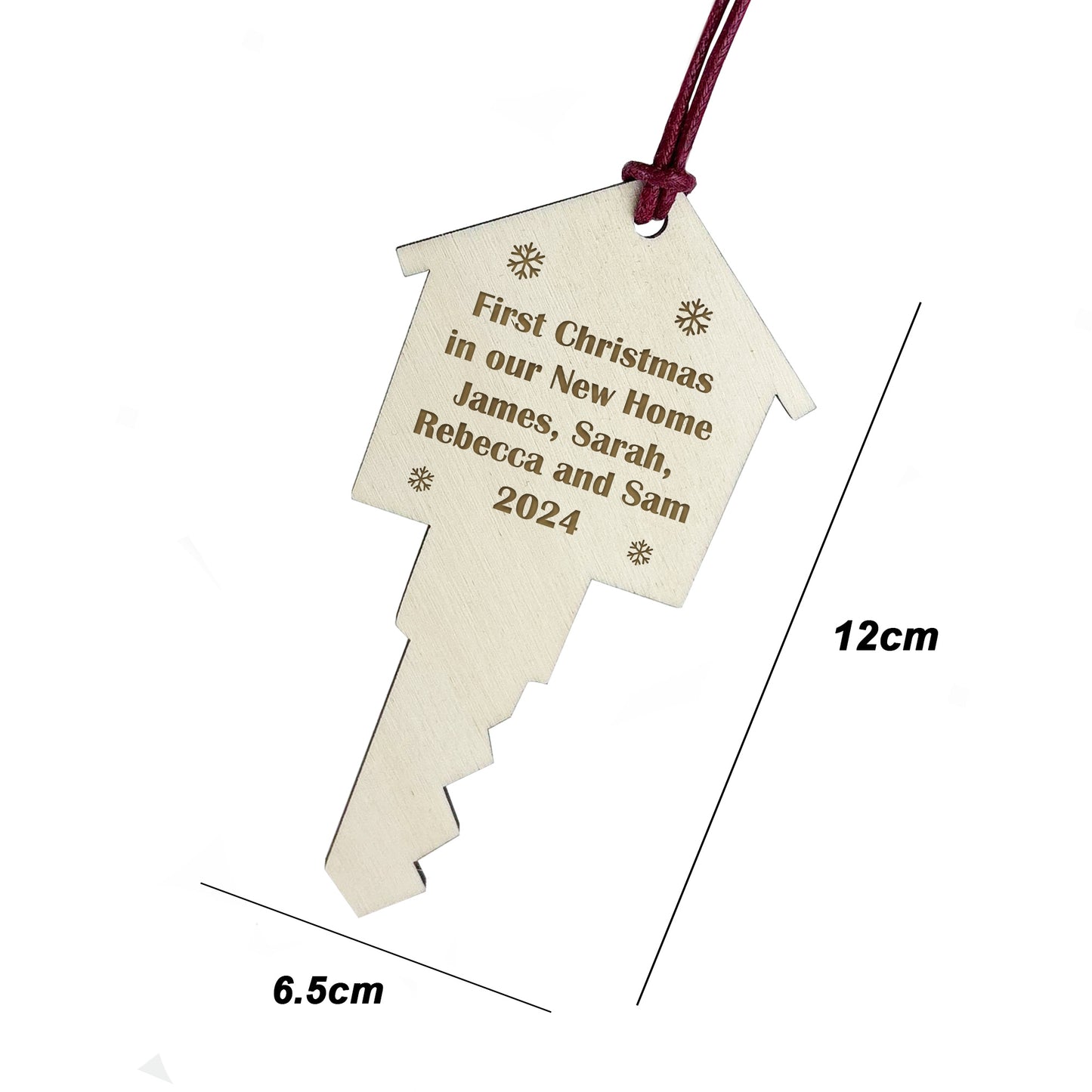 First Christmas in Our New Home Bauble Personalised Wooden Key