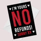 Funny Valentines Day Card I’m Yours Joke Card for Wife Husband
