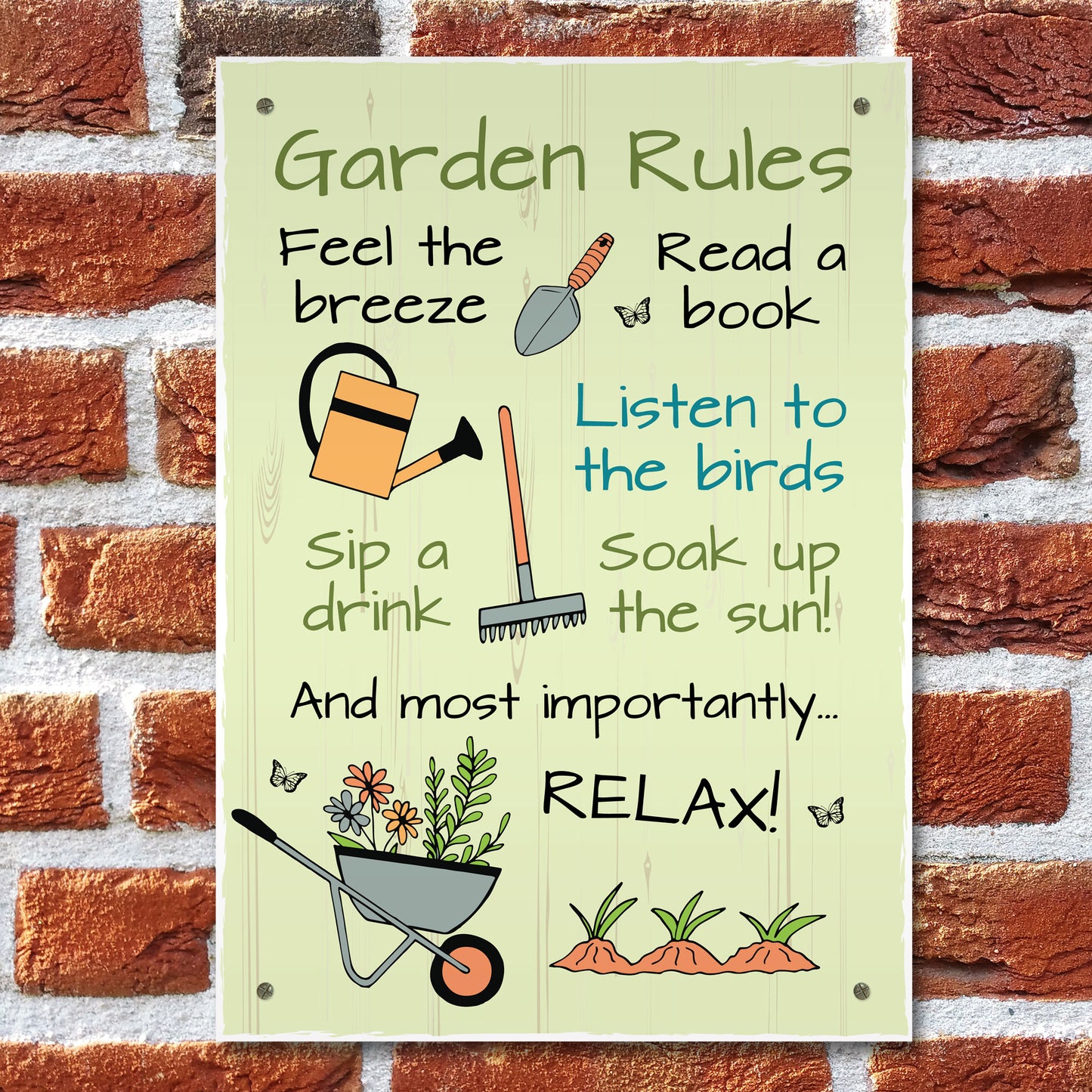 Garden Rules Plaque for Outside Welcome Sign For Garden