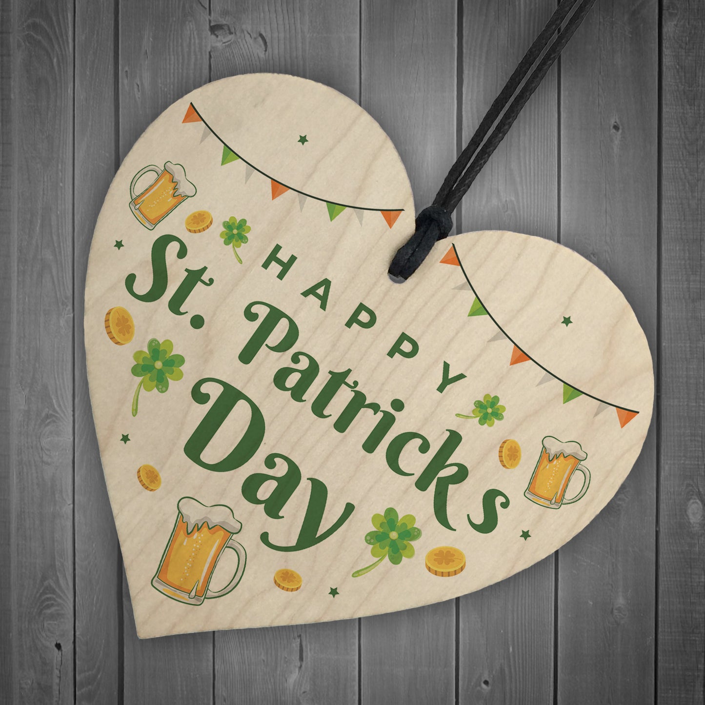 Happy St Patricks Day Wood Heart St Patrick's Day-Irish Day Gift