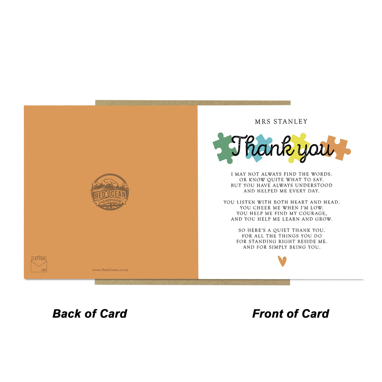 Special Thank You Card For Teacher Personalised Teacher Card