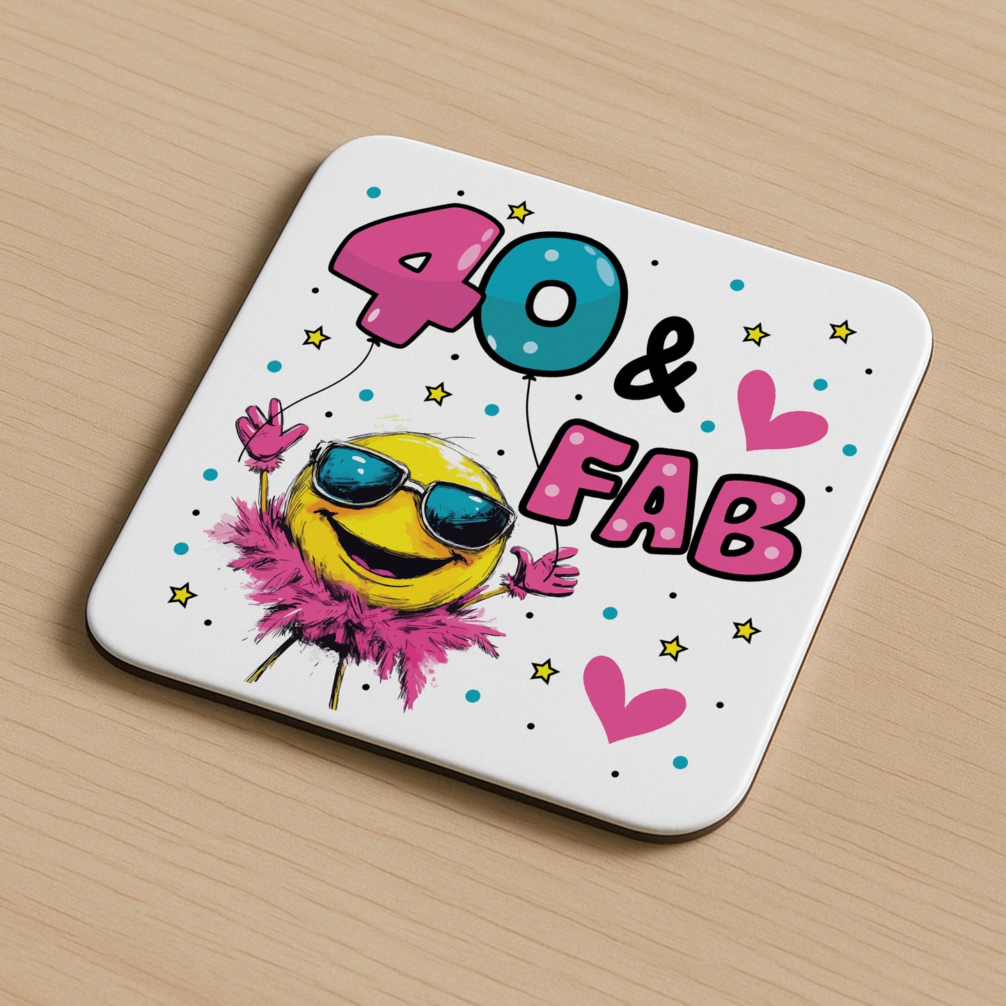 Funny 40th Birthday Gift For Women 40 AND FAB Coaster Gifts