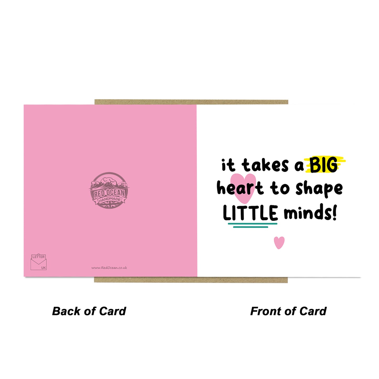 Thank You Card For Teacher With Kraft Envelope Big Heart