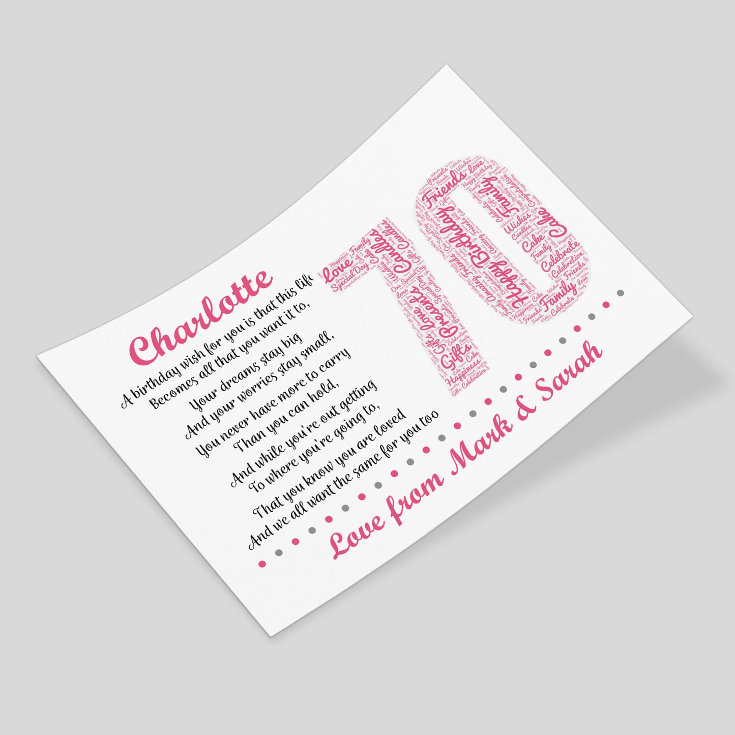 Personalised 70th Birthday Gifts for Her Women Wife Mum Nanny