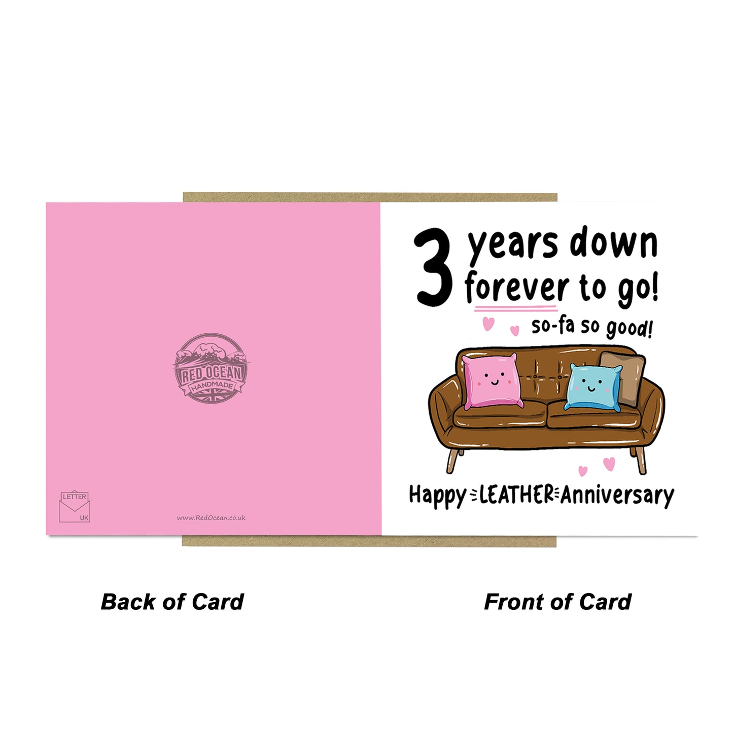 Funny 3rd Anniversary Card For Husband Wife Leather Anniversary