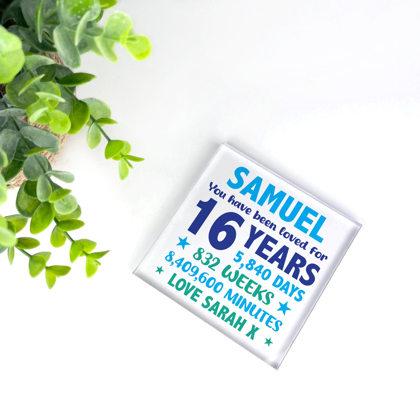PERSONALISED 16th Birthday Gifts For Him Son Dad Brother Block