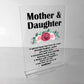 Mother and Daughter Acrylic Plaque Mum Gift From Daughter