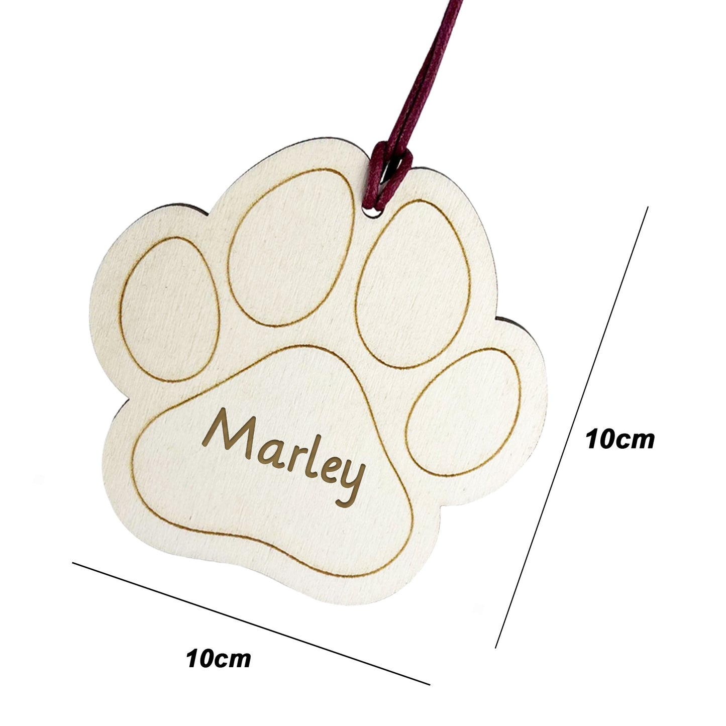 Personalised Paw Print Bauble Engraved Decorations Customised