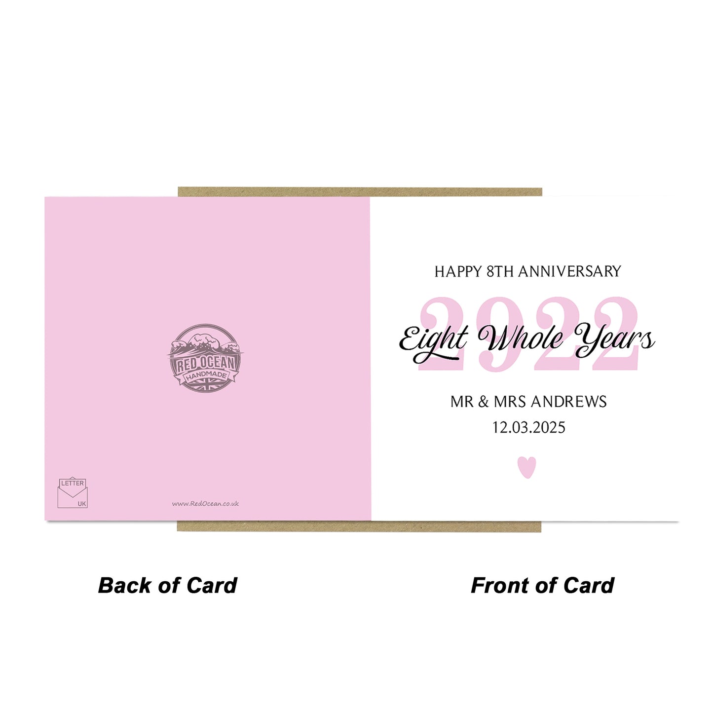 Personalised 8th Wedding Anniversary Card For Husband Wife
