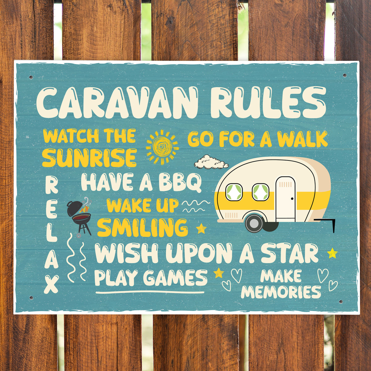 Novelty CARAVAN RULES SIGN Wall Door Plaque Caravan Sign