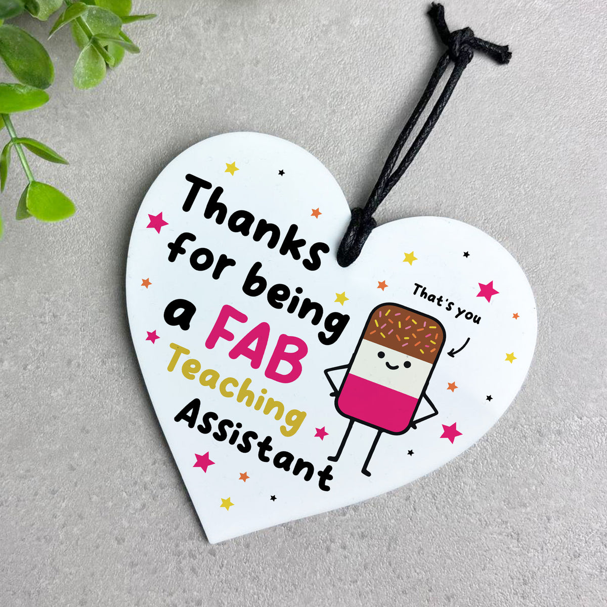 Teaching Assistant Gift Hanging Heart Thank You Gift FAB TA