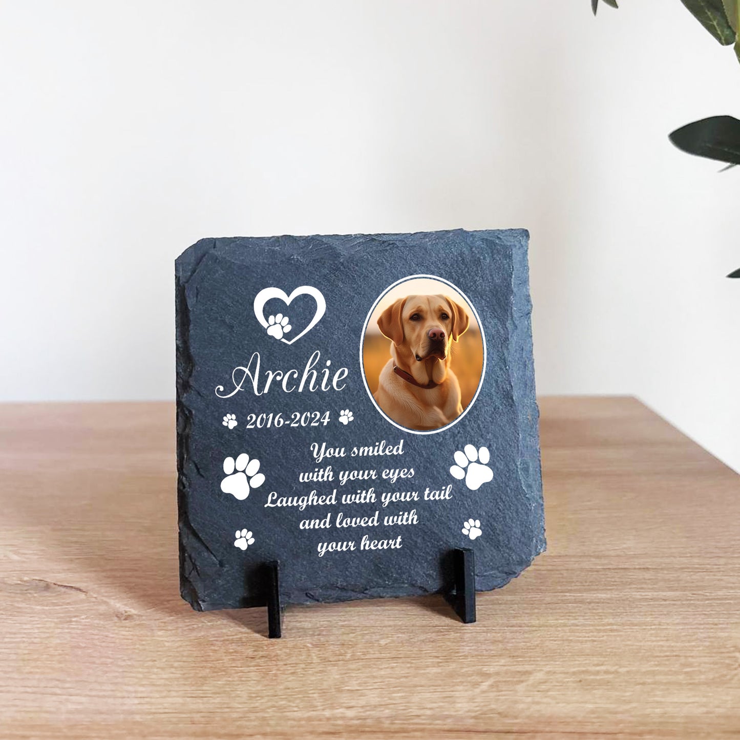 Personalised Pet Memorial Plaque With Photo Square Slate