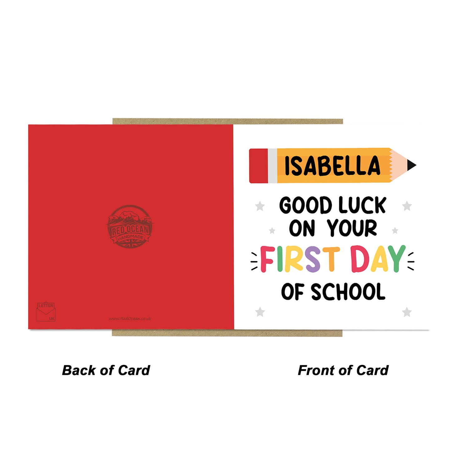 Personalised Good Luck On Your First Day of School Card For Son