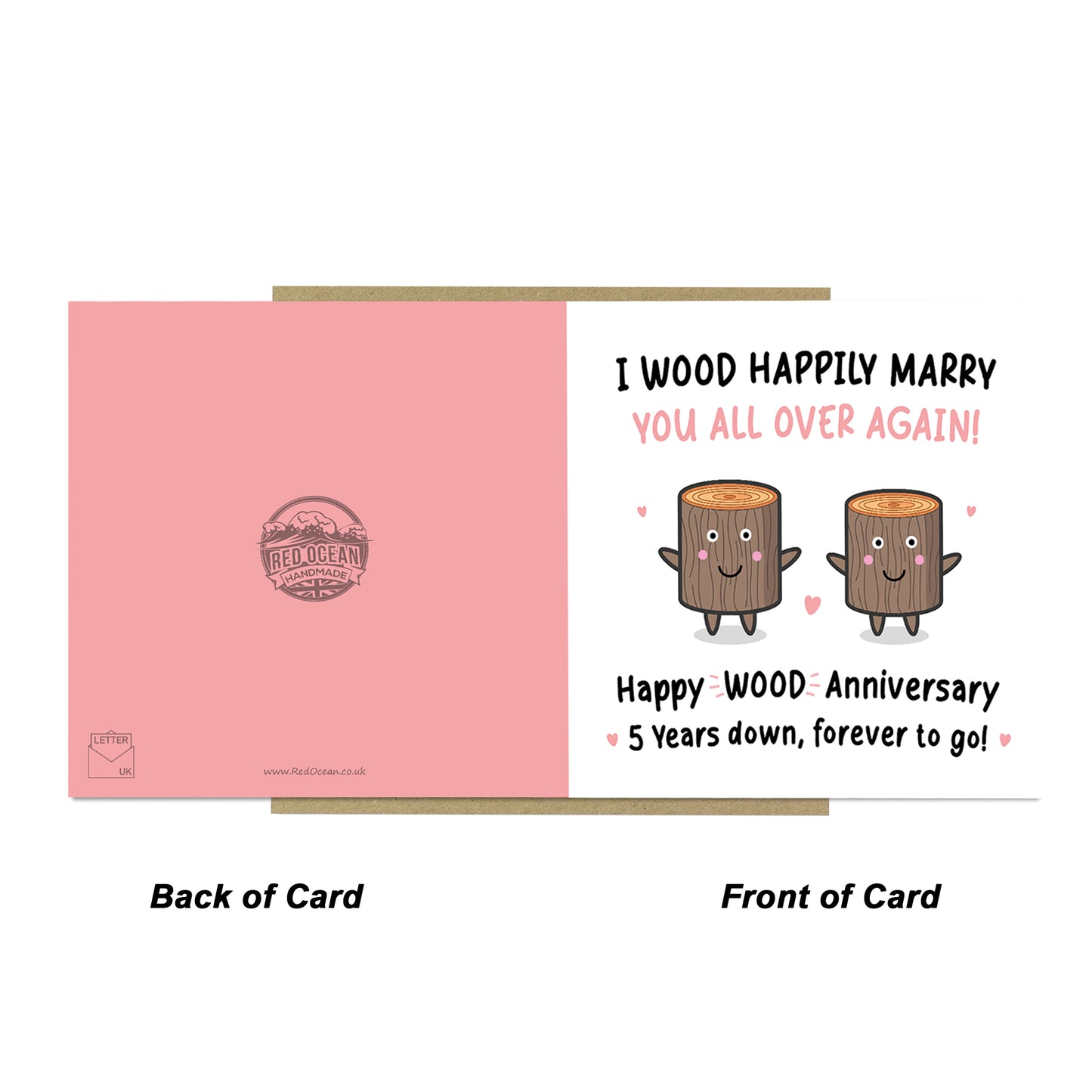 Funny Wood Anniversary Card For Husband Wife 5th Anniversary Car
