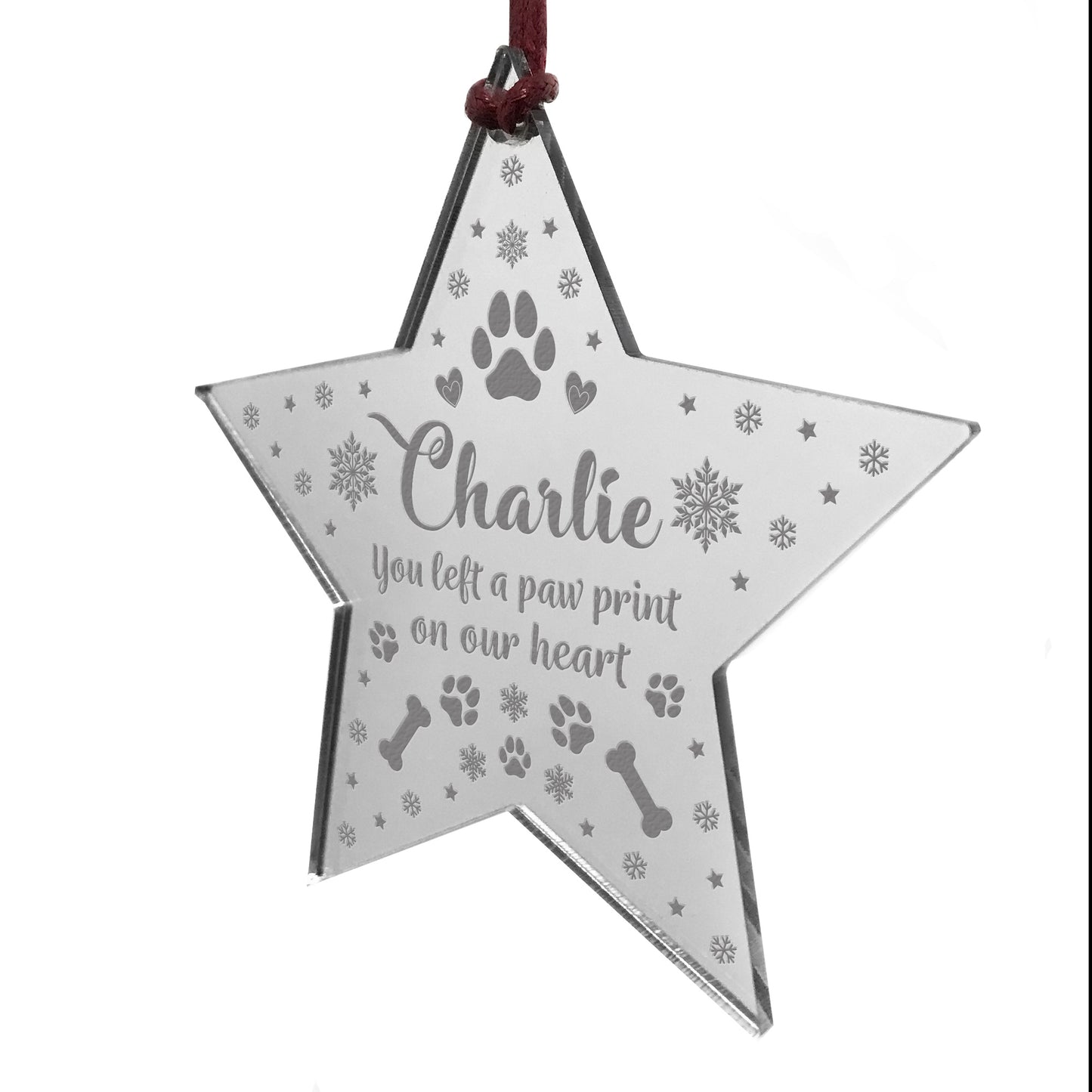 Personalised Dog Memorial Star Christmas Ornaments Pet Gift