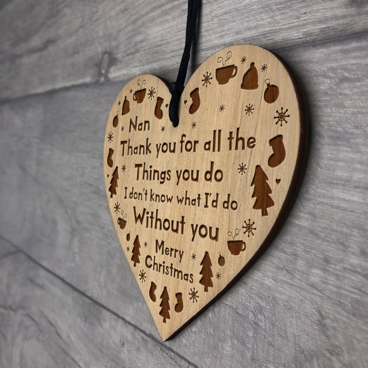 Christmas Nan Gifts Hanging Wooden Tree Decoration Gift