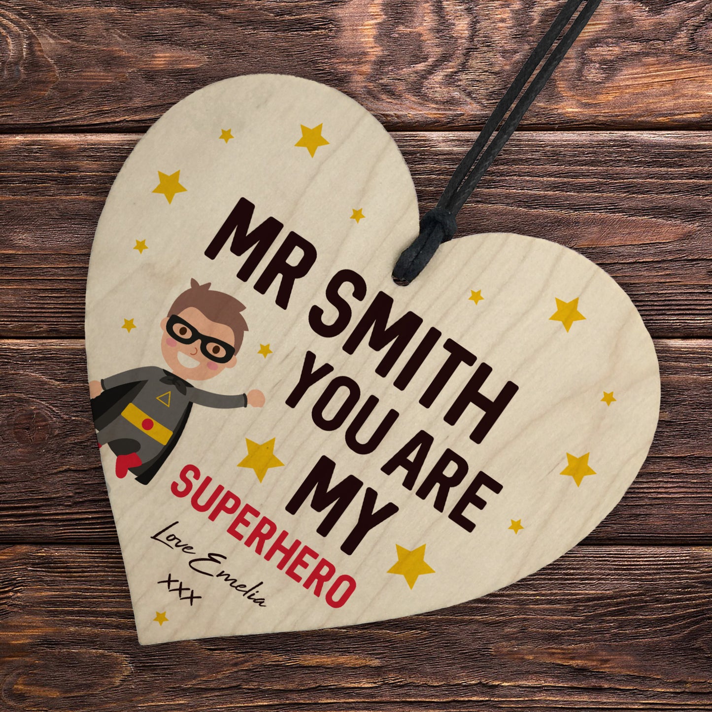 Personalised Teacher Gifts For Him Wood Heart Teacher Thank You