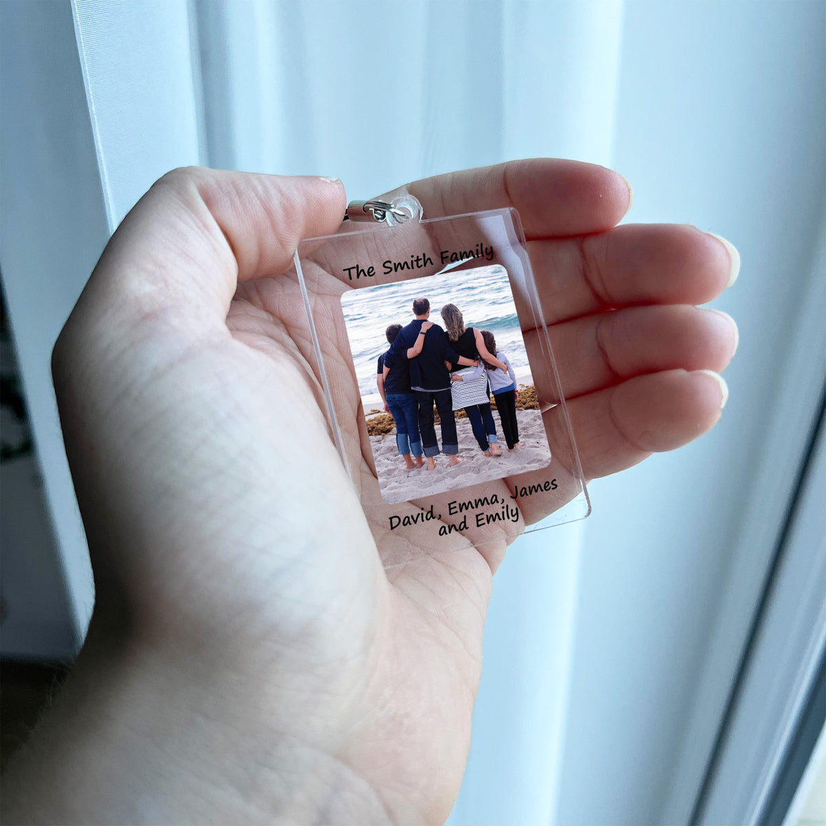 PERSONALISED PHOTO KEYRING FOR MUM DAD SURNAME KEYRING