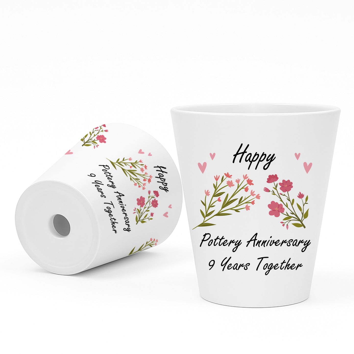 9th Pottery Anniversary Gift Set For Husband Wife Pot and Card