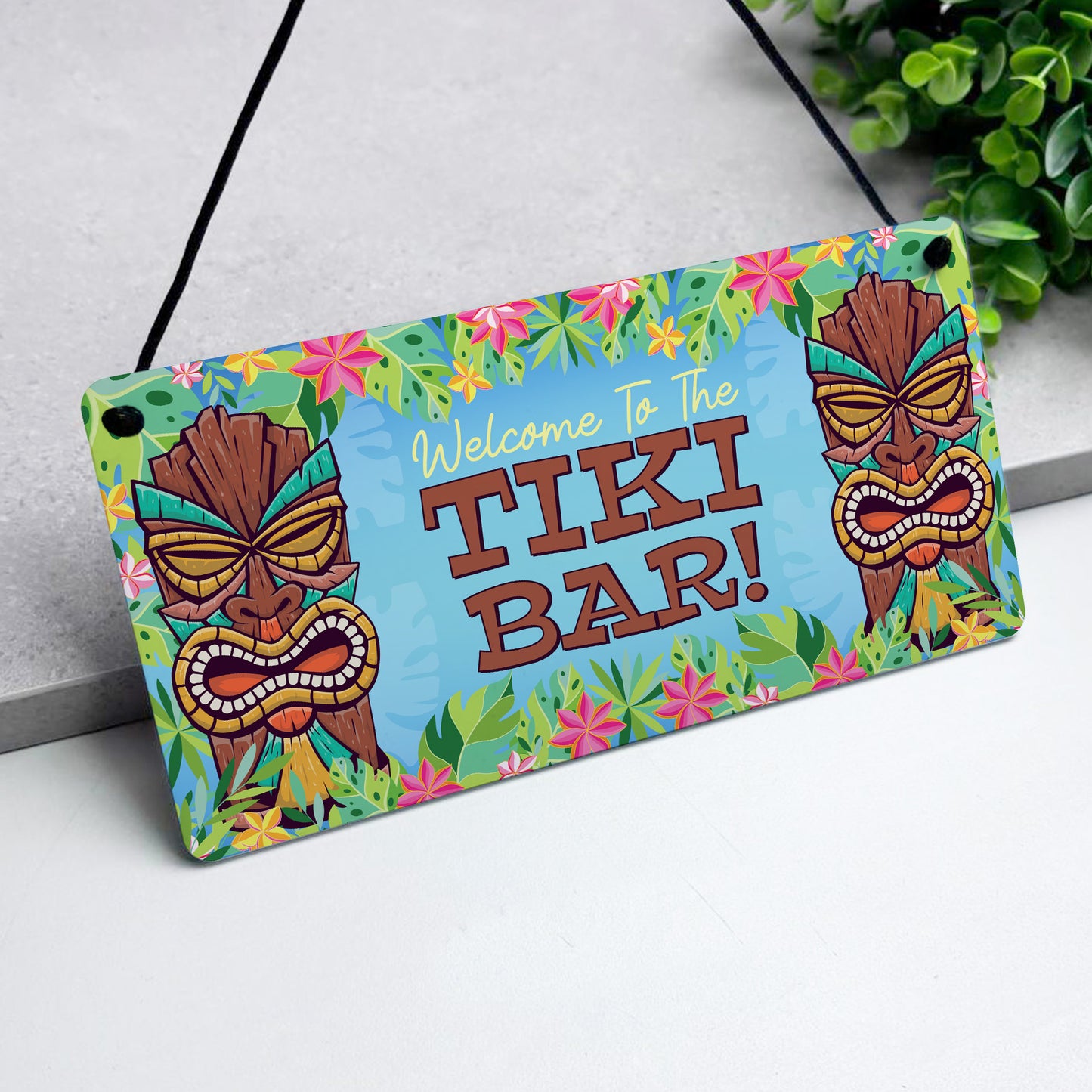 Welcome To The Tiki Bar Sign For Home Bar Hanging Wall Door Sign
