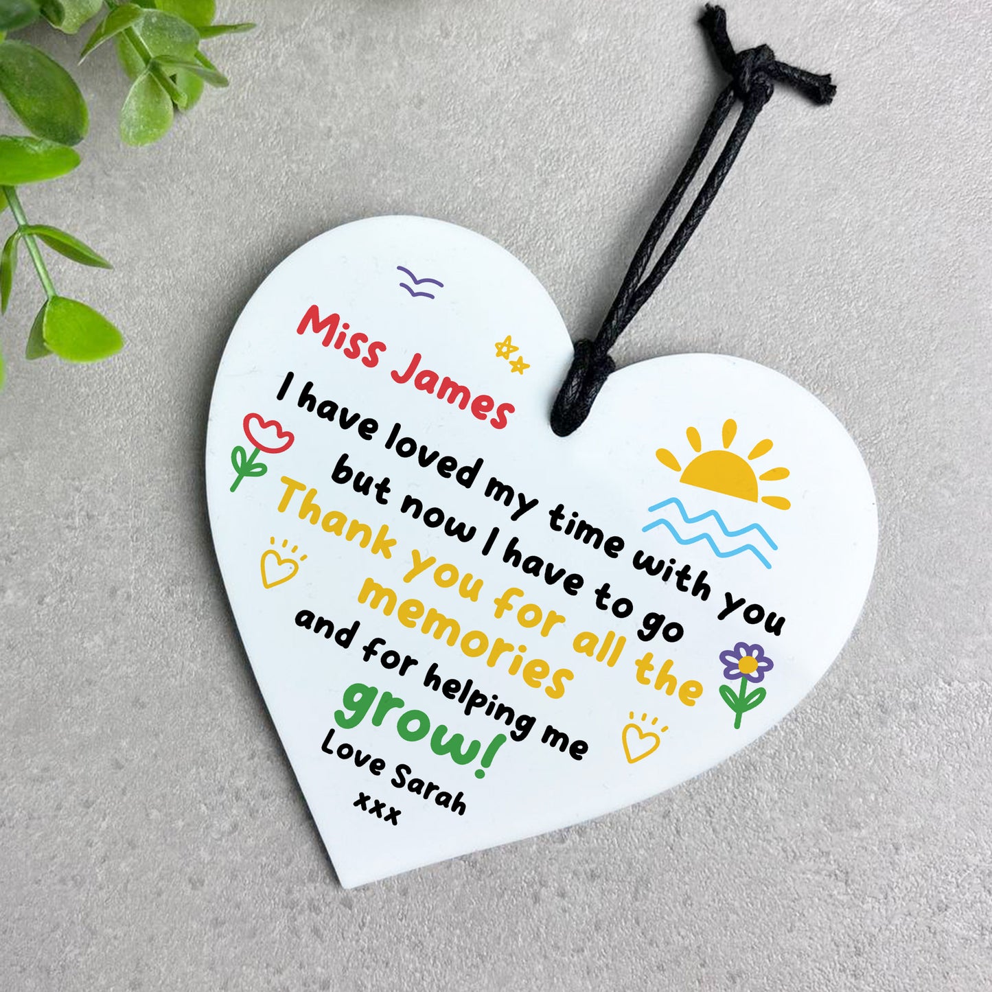 Gift For Teacher Nursery Teacher Heart Plaque Personalised