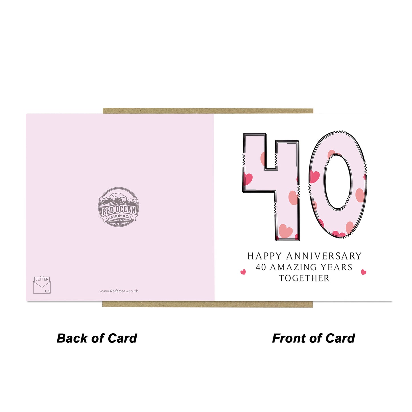 40th Wedding Anniversary Card With Envelope Card For Him Her