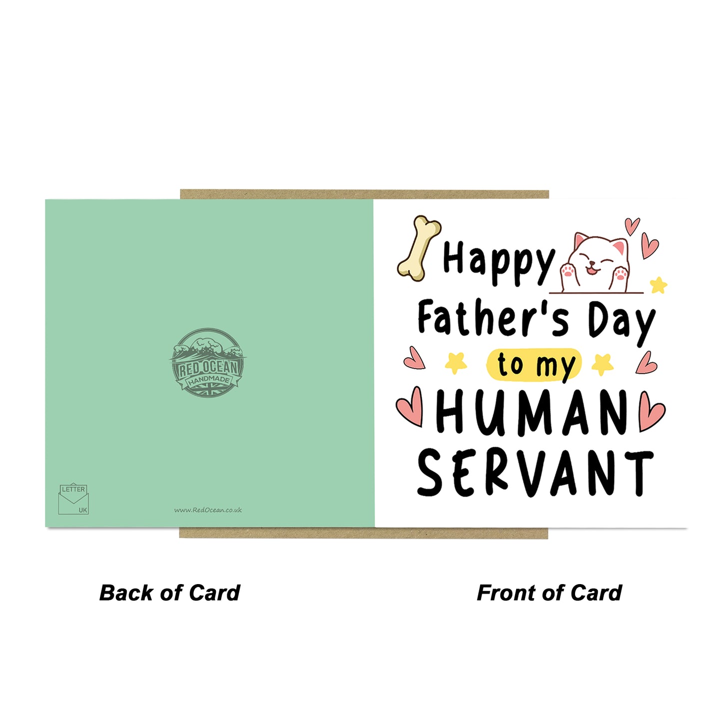 Happy Fathers Day Card For Dad Human Servant Funny Card From Cat