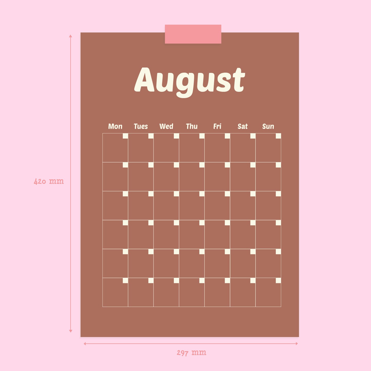 Full Year Montly Wall Planner A3 Calendar Wall Planner Undated