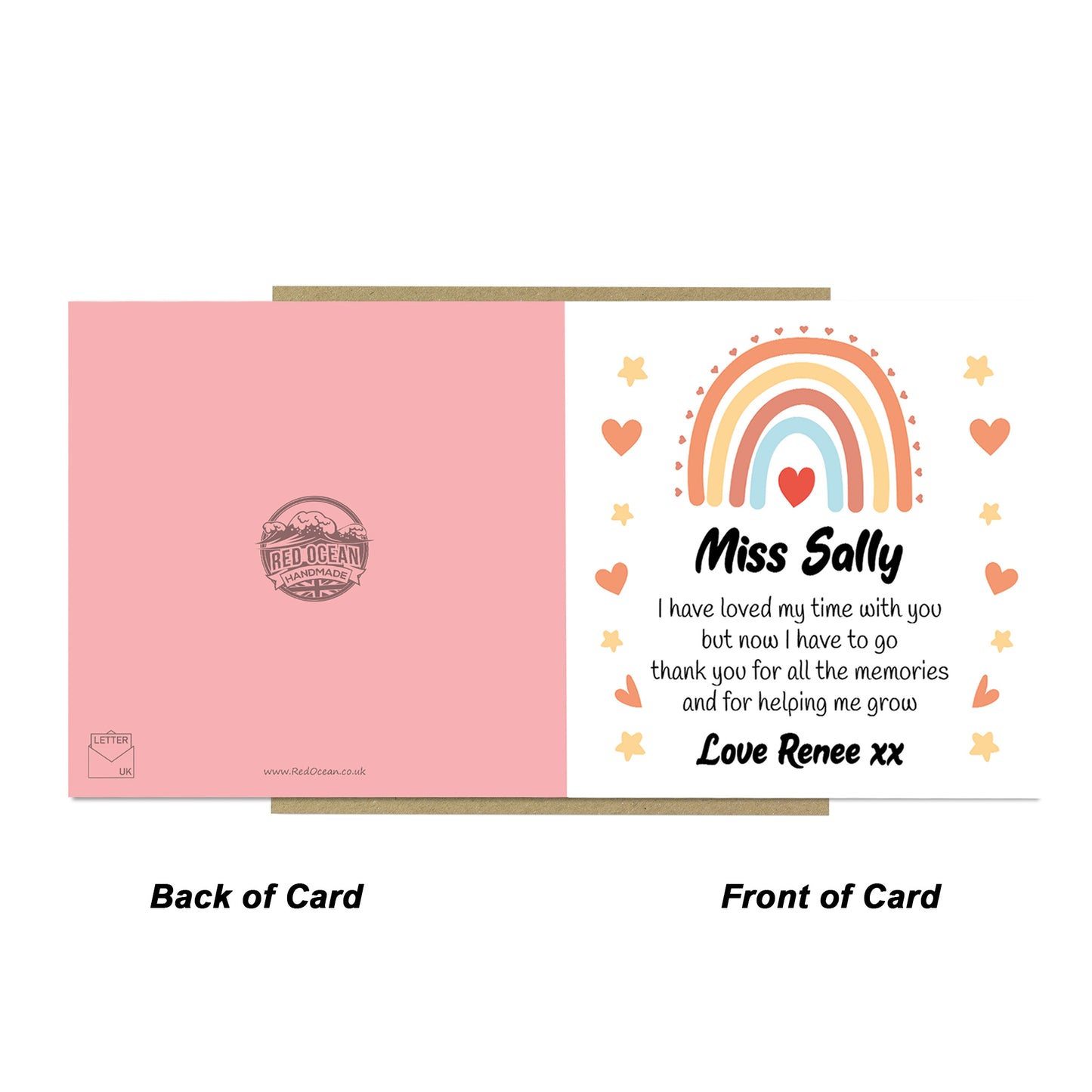 Cute Teacher Card With Kraft Envelope Rainbow Thank You Cards