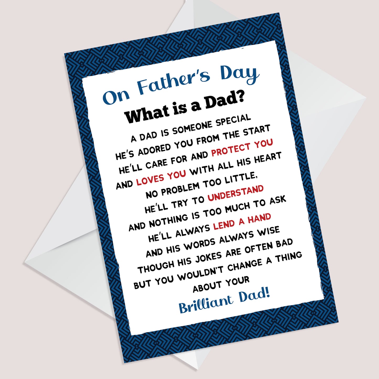Fathers Day Card, Card for Dad, Dad Greetings Card With Envelope