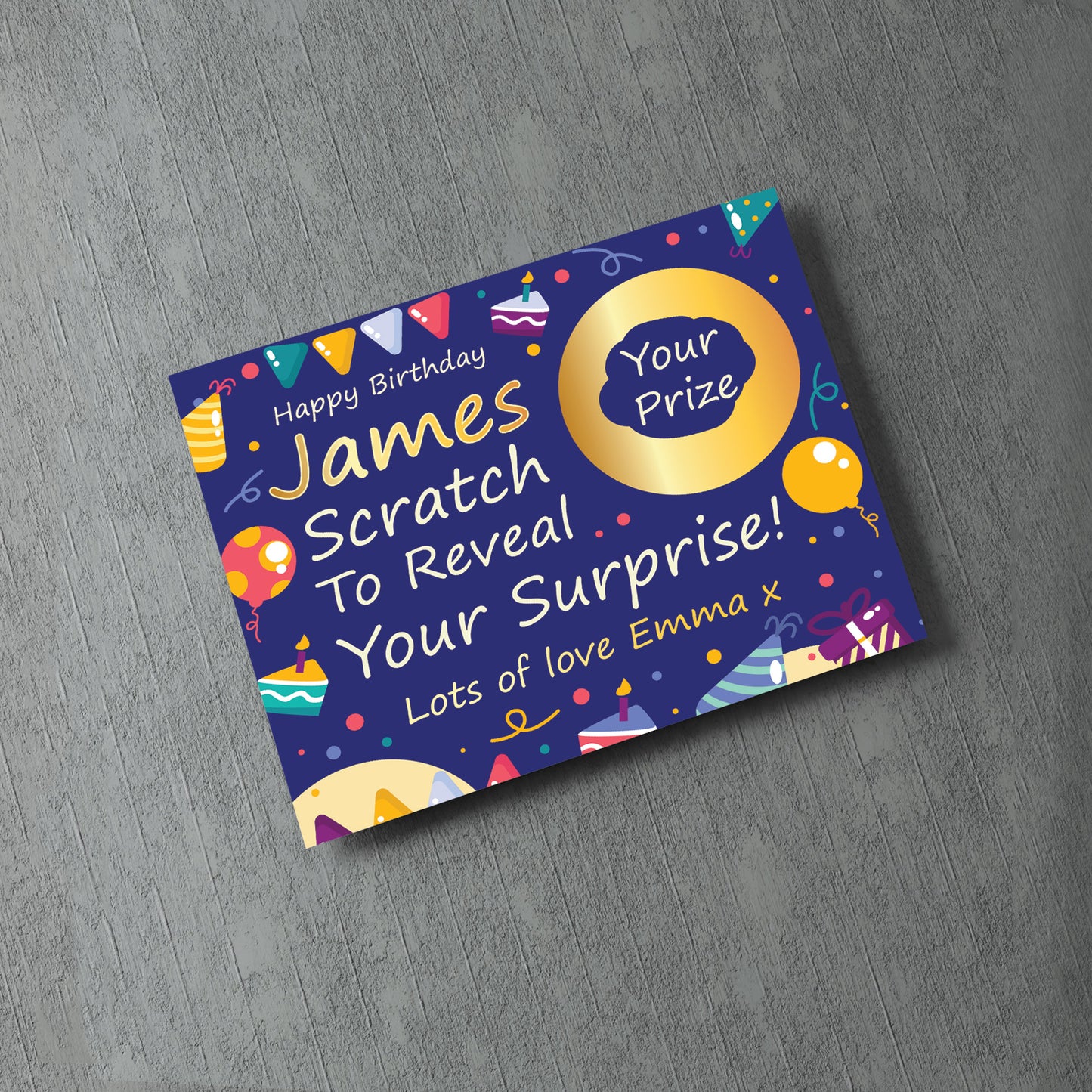 Personalised Birthday Surprise Reveal Scratch Off Card Prize