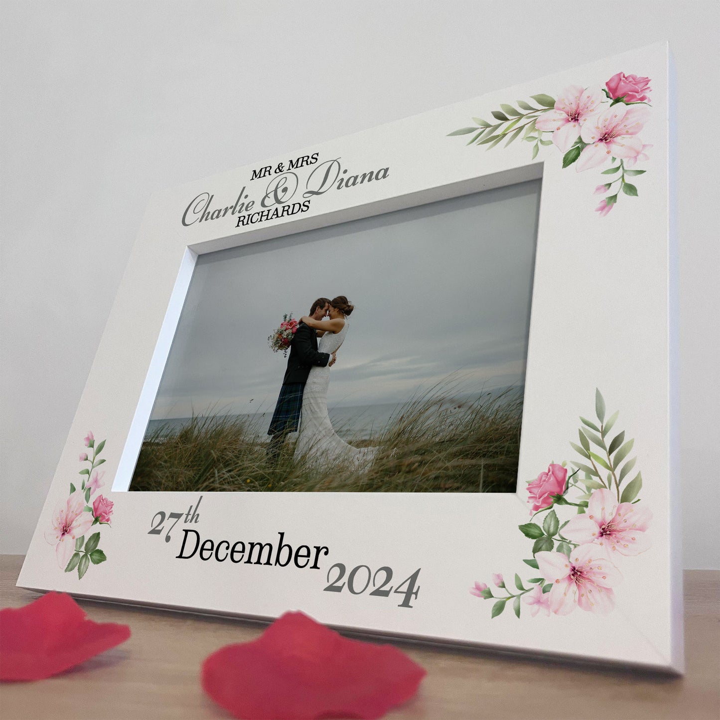 Mr And Mrs Wood Picture Frame Personalised Couple Gift Wedding