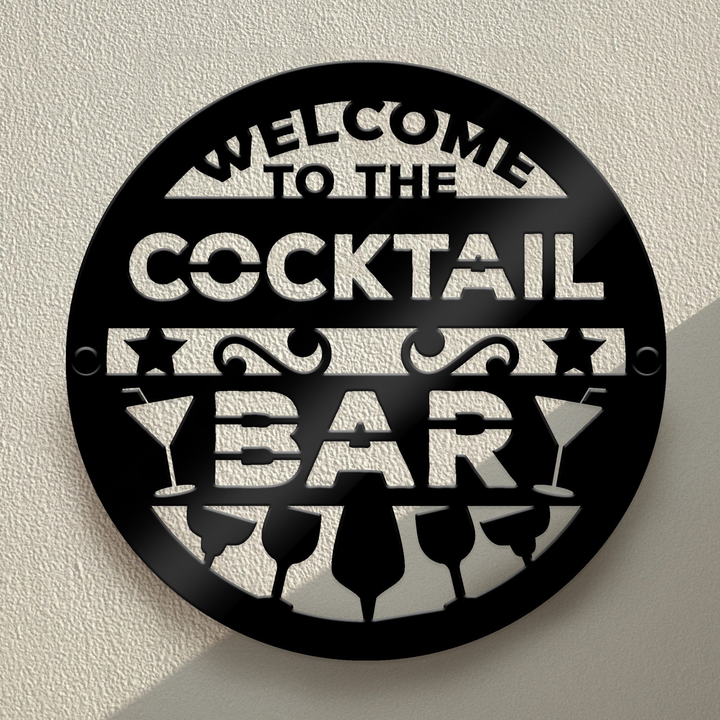 Cocktail Bar Welcome Sign Wall Mounted Home Bar Pub Sign 23x23cm