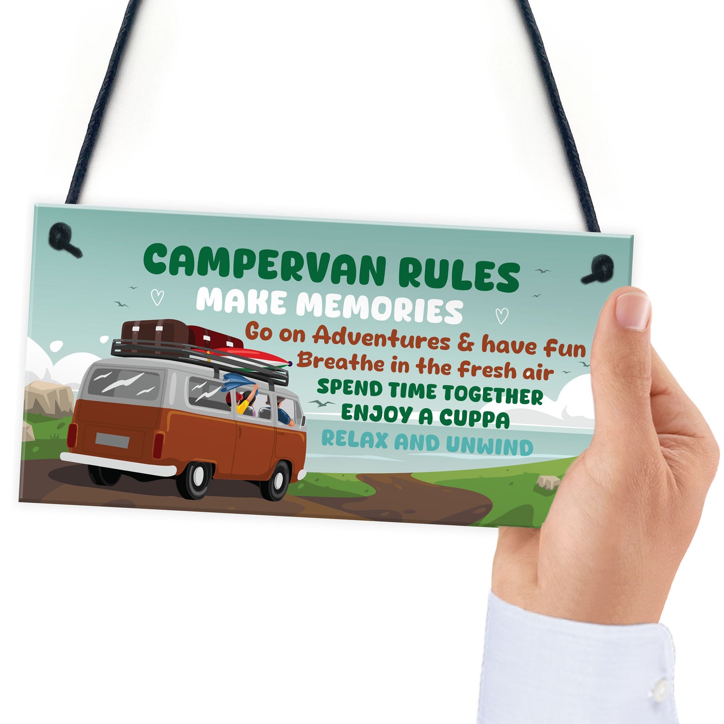 Campervan Rules Sign Hanging Door Plaque Caravan Sign Holiday