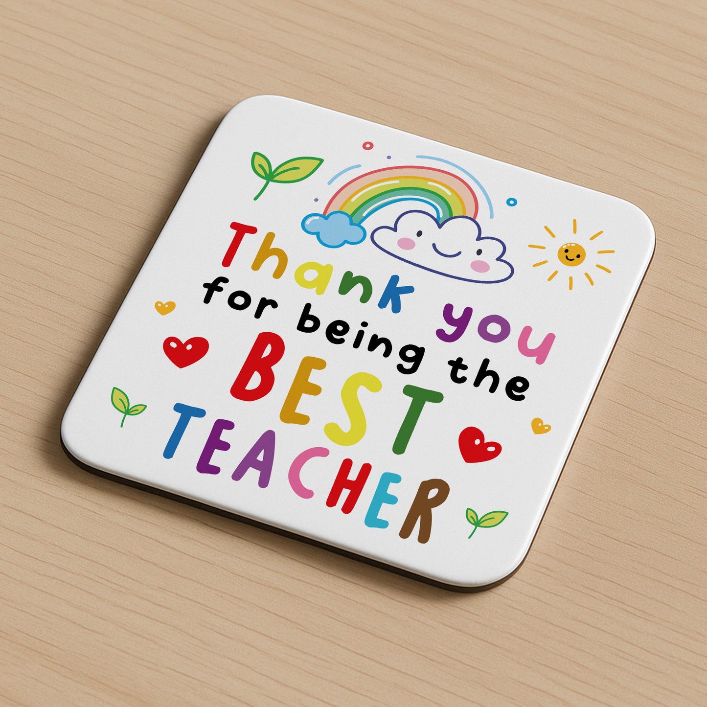 Thank You For Being The Best Teacher Coaster Appreciation Gift