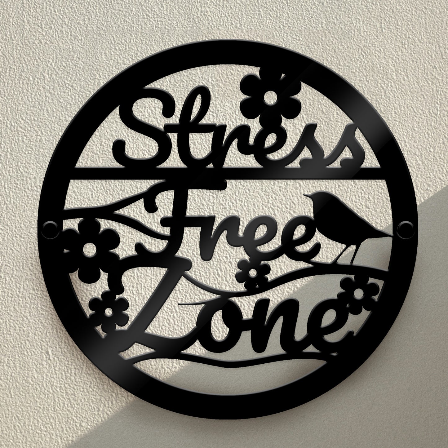 Garden Sign Stress Free Zone Outdoor Garden Shed 35x35cm