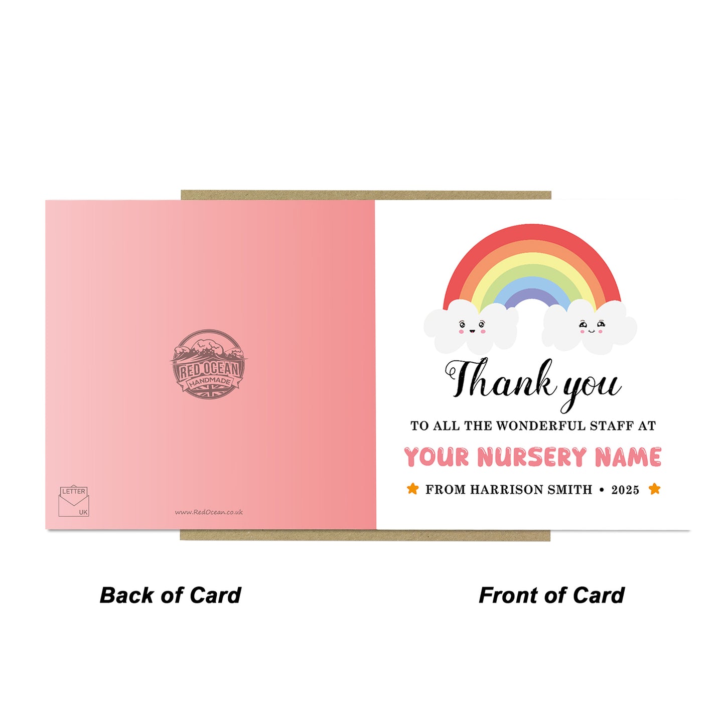 Personalised Thank You To The Wonderful Staff Card Nursery