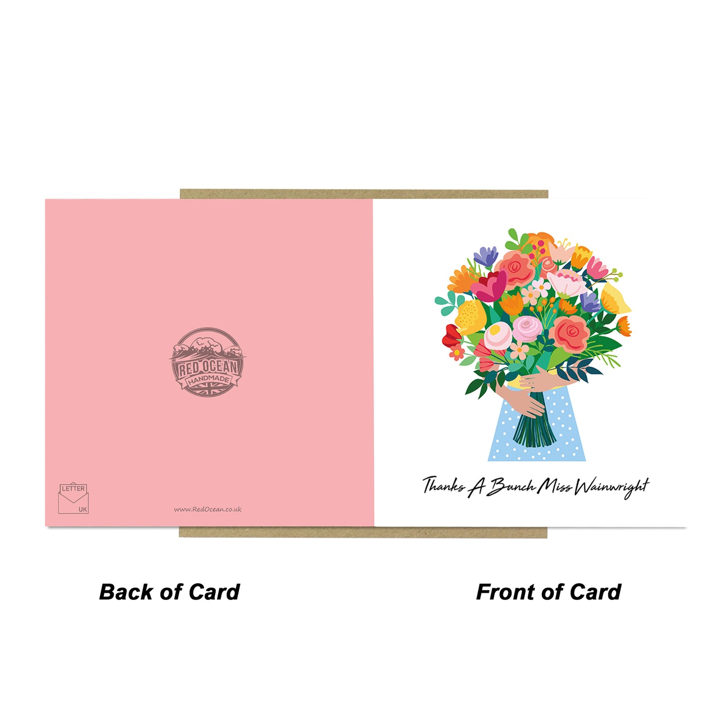 Personalised Teacher Card With Kraft Envelope THANKS A BUNCH