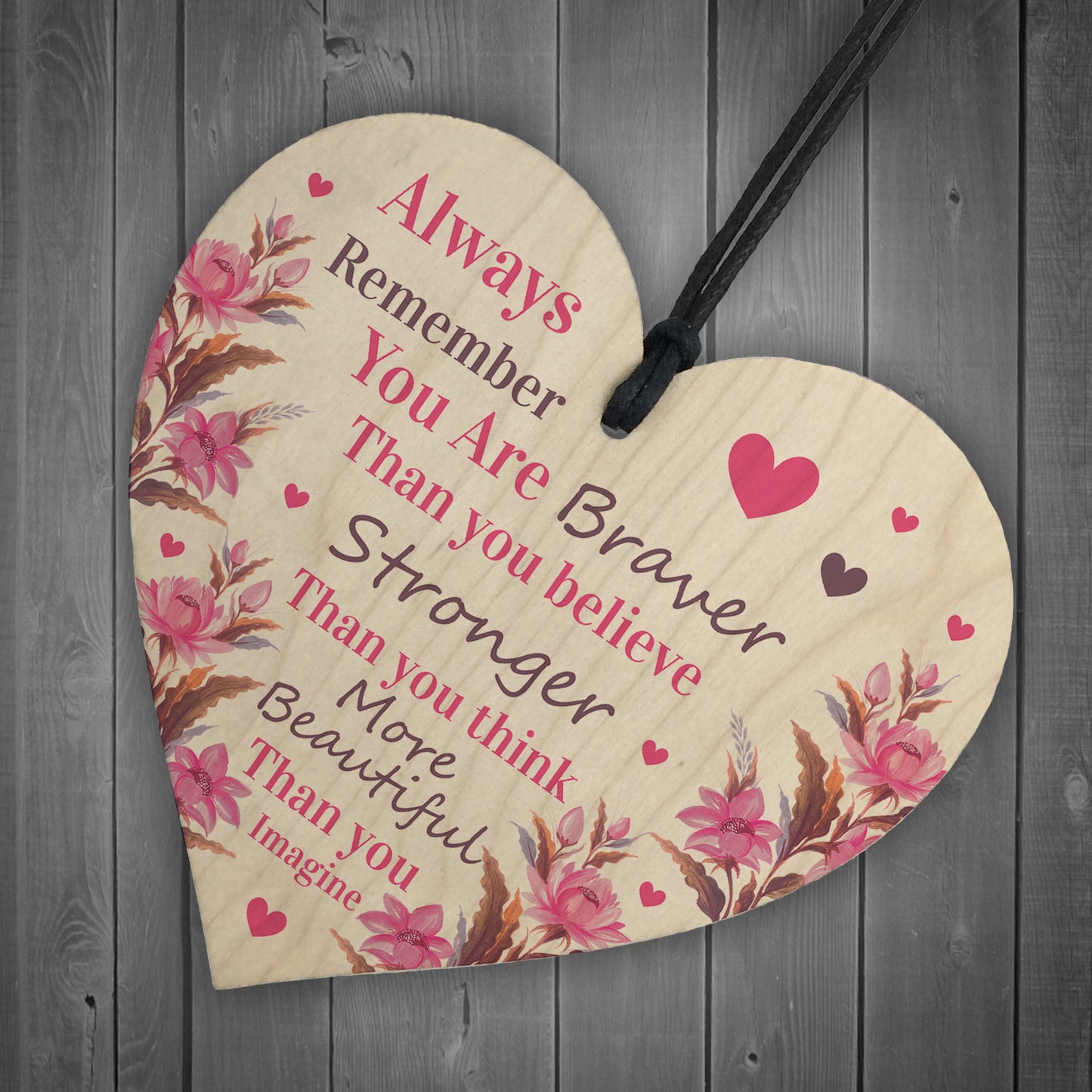 Best friends wooden heart inspirational cheer up gift for friend