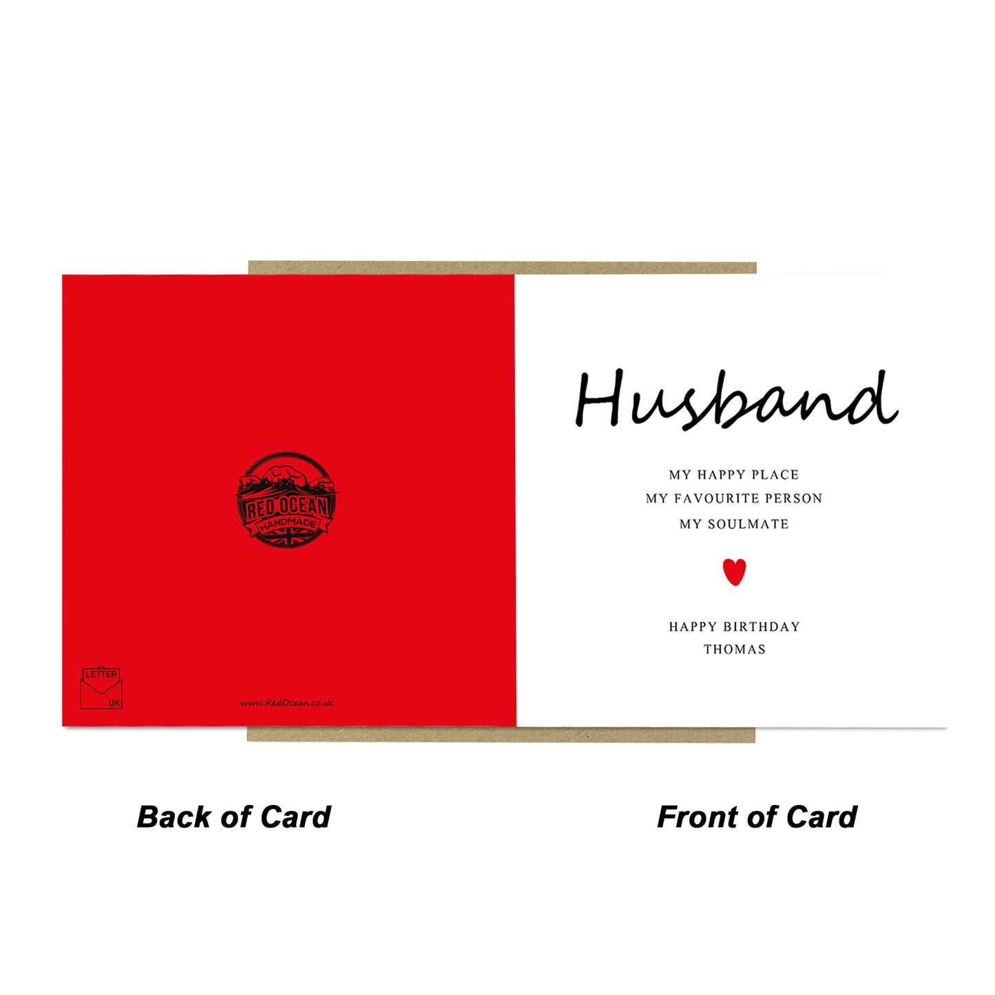 Personalised Happy Birthday Card For Husband With Kraft Envelope