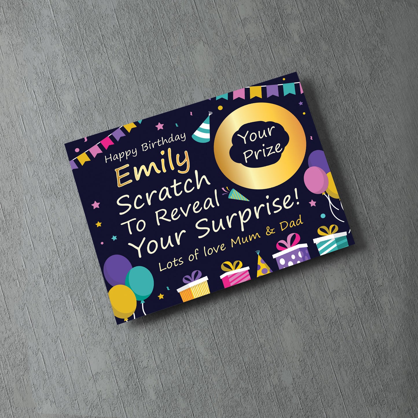 Personalised Birthday Scratch Reveal Card, Gift Reveal Card