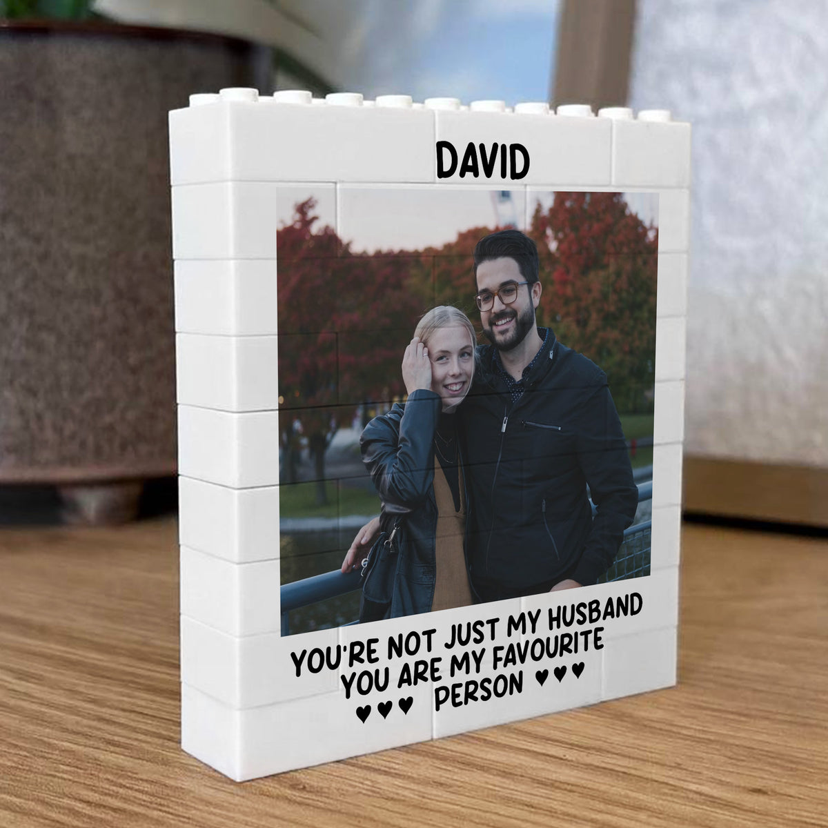 Couple Photo Block Gift for Boyfriend Husband Building Blocks