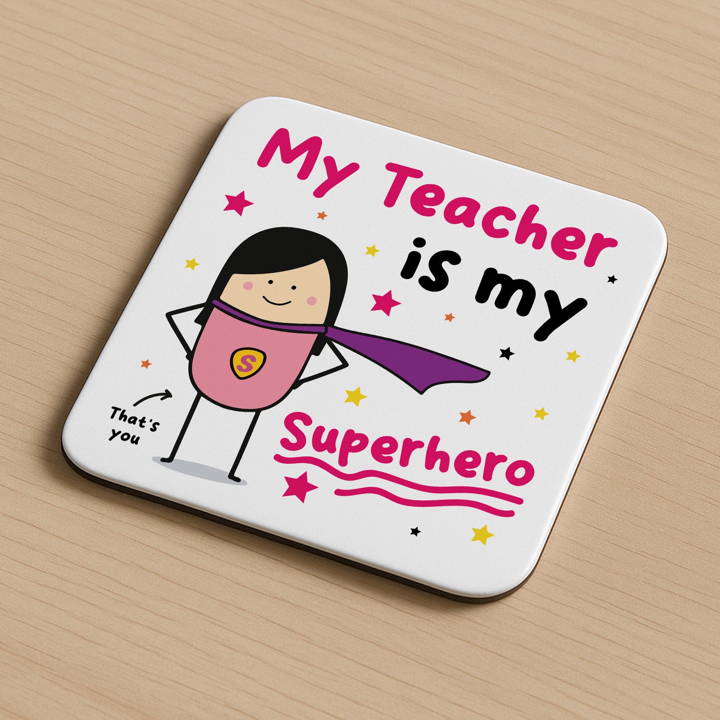Gift For Teacher Coaster Thank You Gift My Superhero Gifts