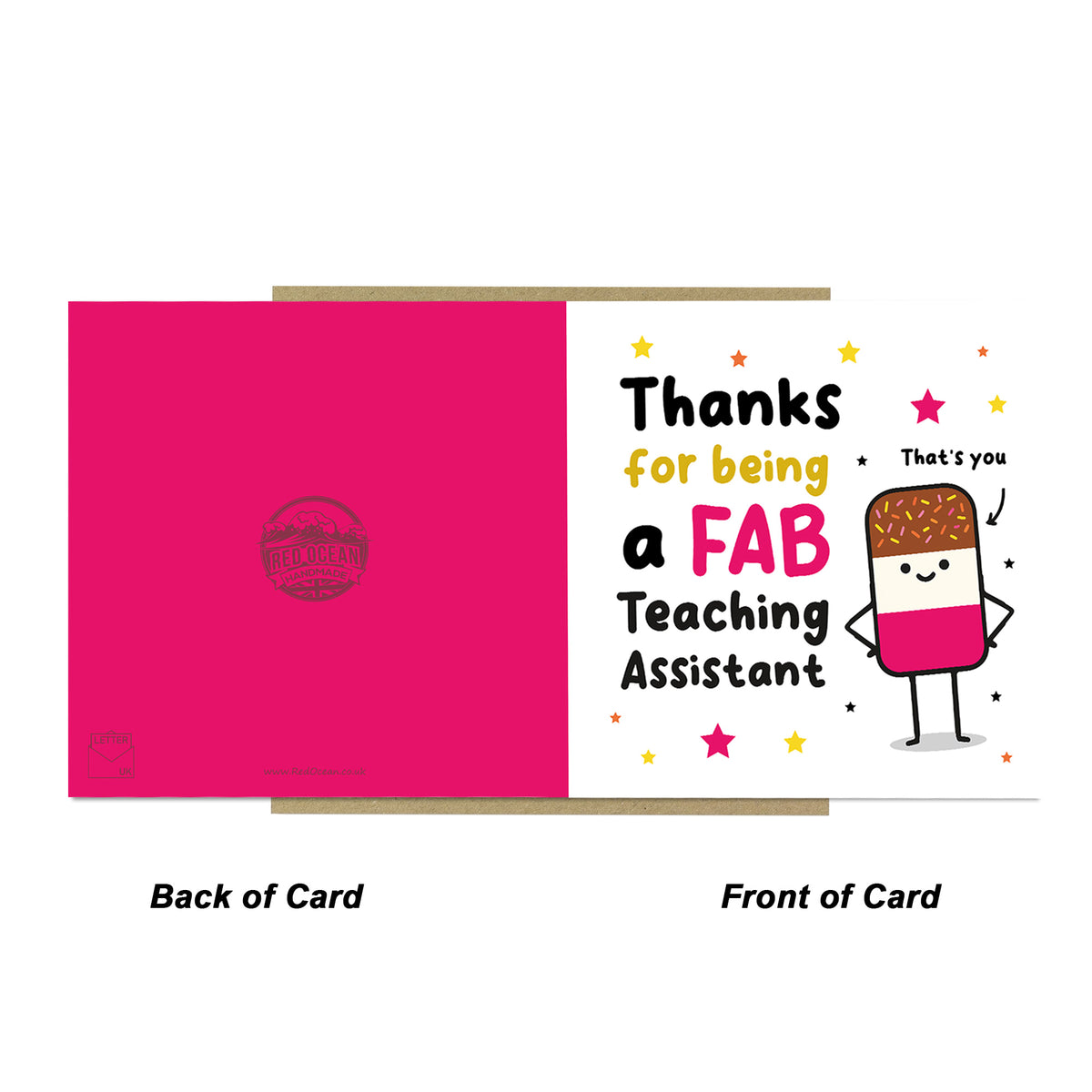 Teaching Assistant Thank You Card FAB TA Card Kraft Envelope