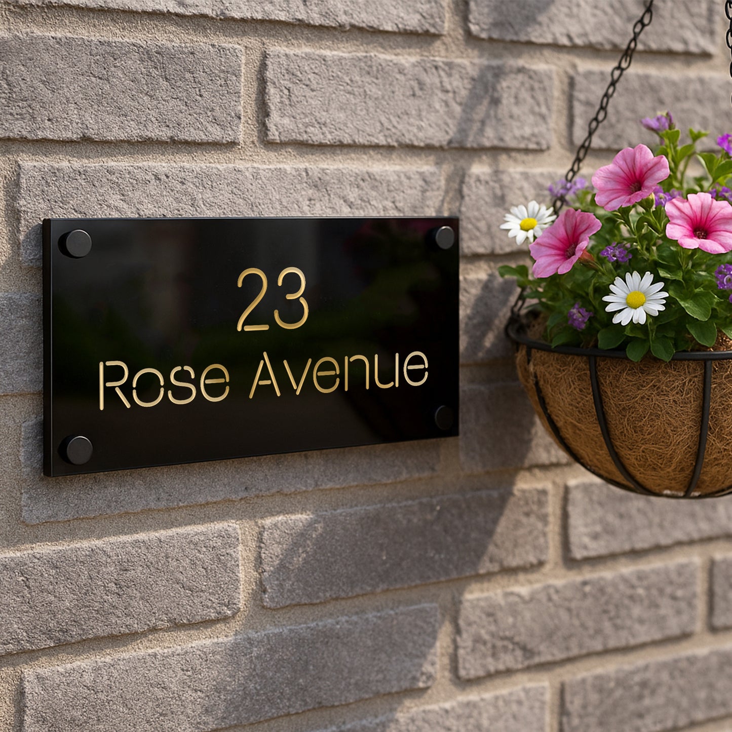 House Sign Door Number Laser Engraved Personalised Address Sign